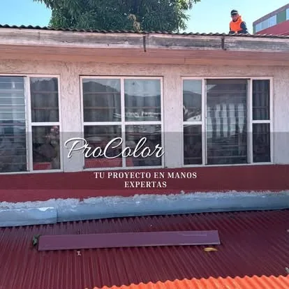 Canoa y remates del techo en una fachada intervenida por Procolor